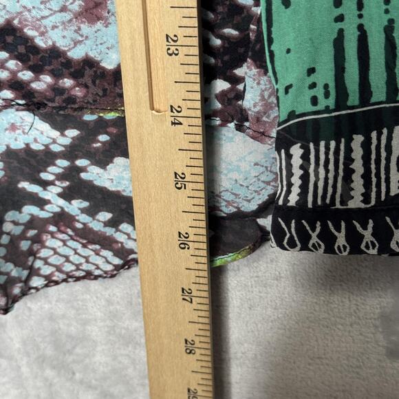 Hale Bob Shirt Womens Medium Multicolor Silk Boho Blouse Long Sleeve V Neck - Picture 10 of 10